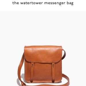 Madewell Watertower messenger leather bag English Saddle